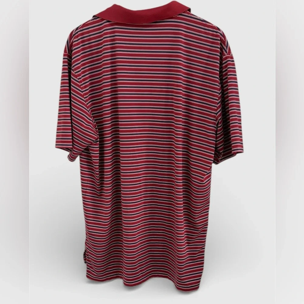 Peter Millar Summer Comfort Red Navy Striped Men's Polo Shirt - Picture 4 of 4